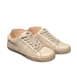 Tommy Hilfiger Rose Gold Pink Leather Quilt Low Top Casual Comfort Shoe Sneakers